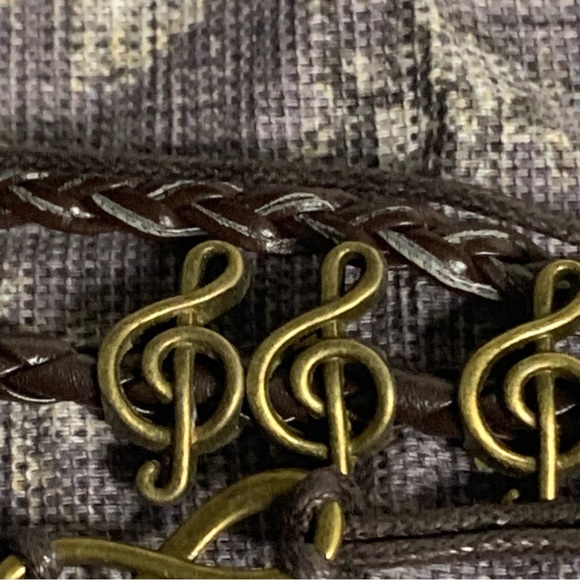 Brand New Faux Leather Band Musical Instrument Wrap Bracelet - Picture 7 of 10